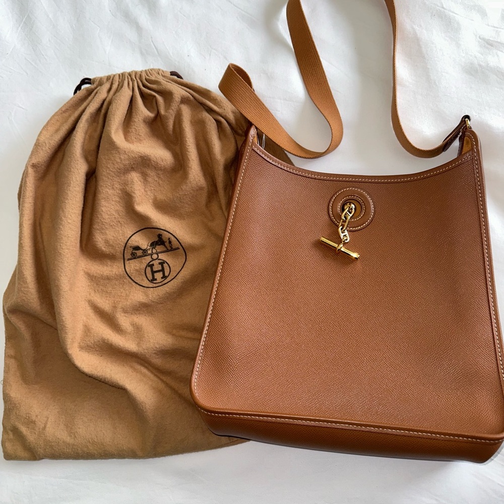 Hermes Shoulder Bag Vespa PM Ardennes Gold